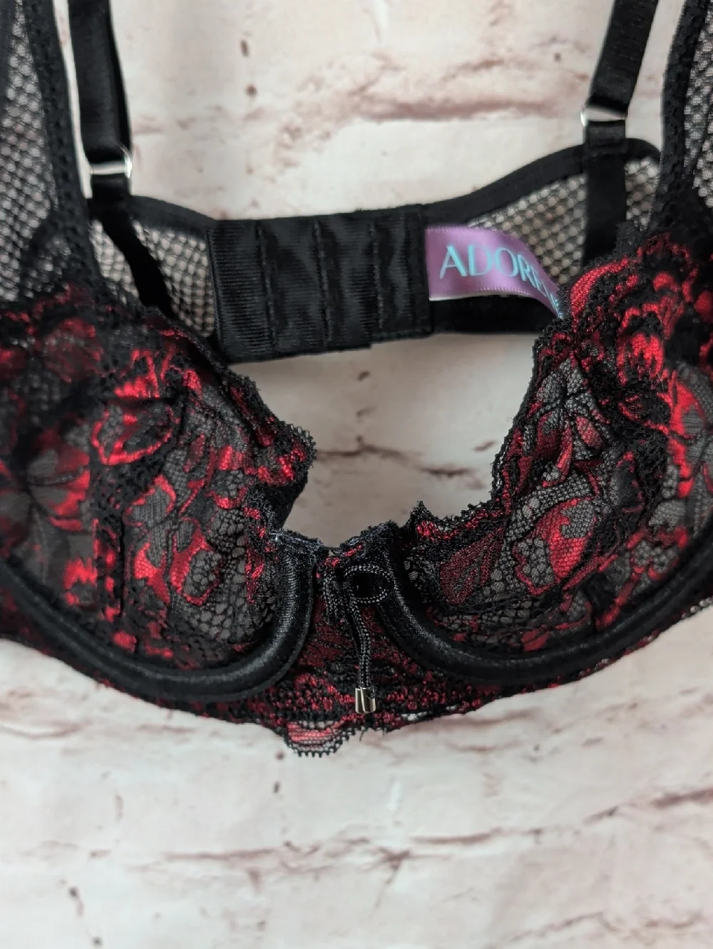 ADORE Me Black & Red Lace Underwire Bra 36a - Picture 3 of 8